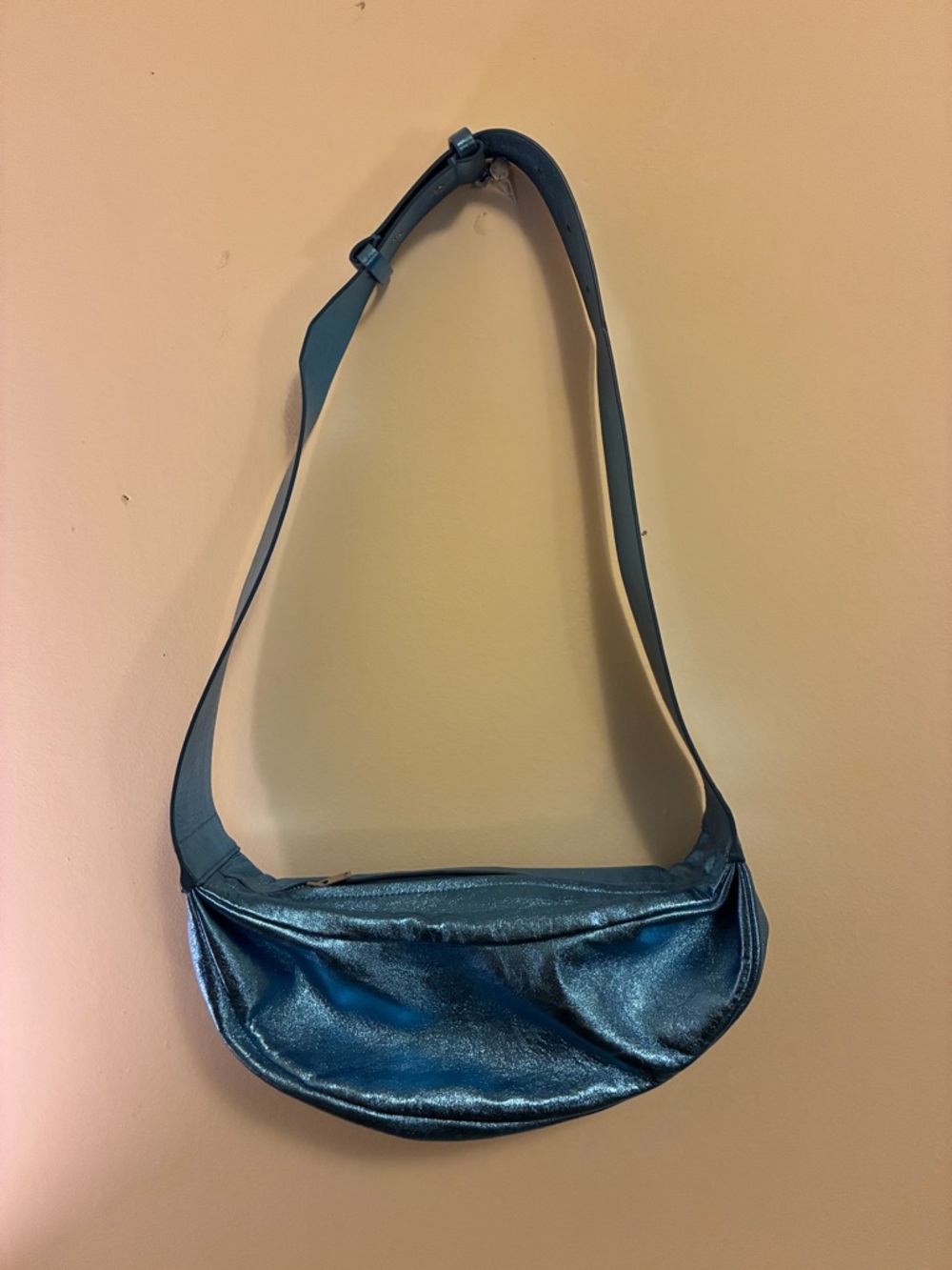 COS Shimmery Blue Metallic Crossbody Bag
